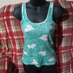 "energie" Women's Sleeveless Printed Hearts Ribbed Tank Top